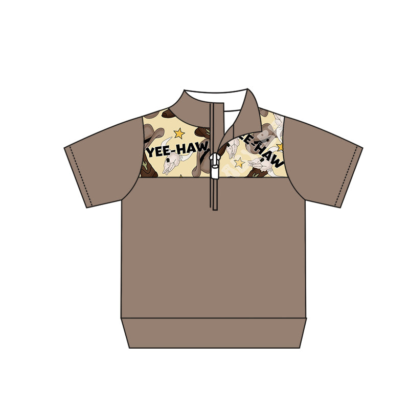 BT0150 short sleeve western cow zipper boy shirt preorder 1123 preorder