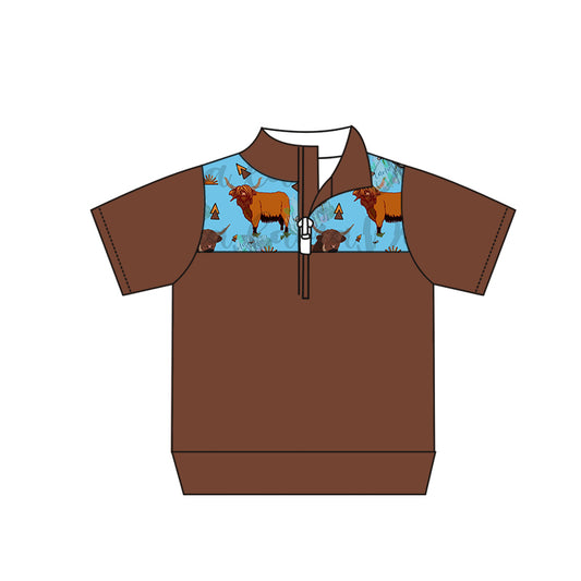 BT0152 short sleeve western cow zipper boy shirt preorder 1123 preorder