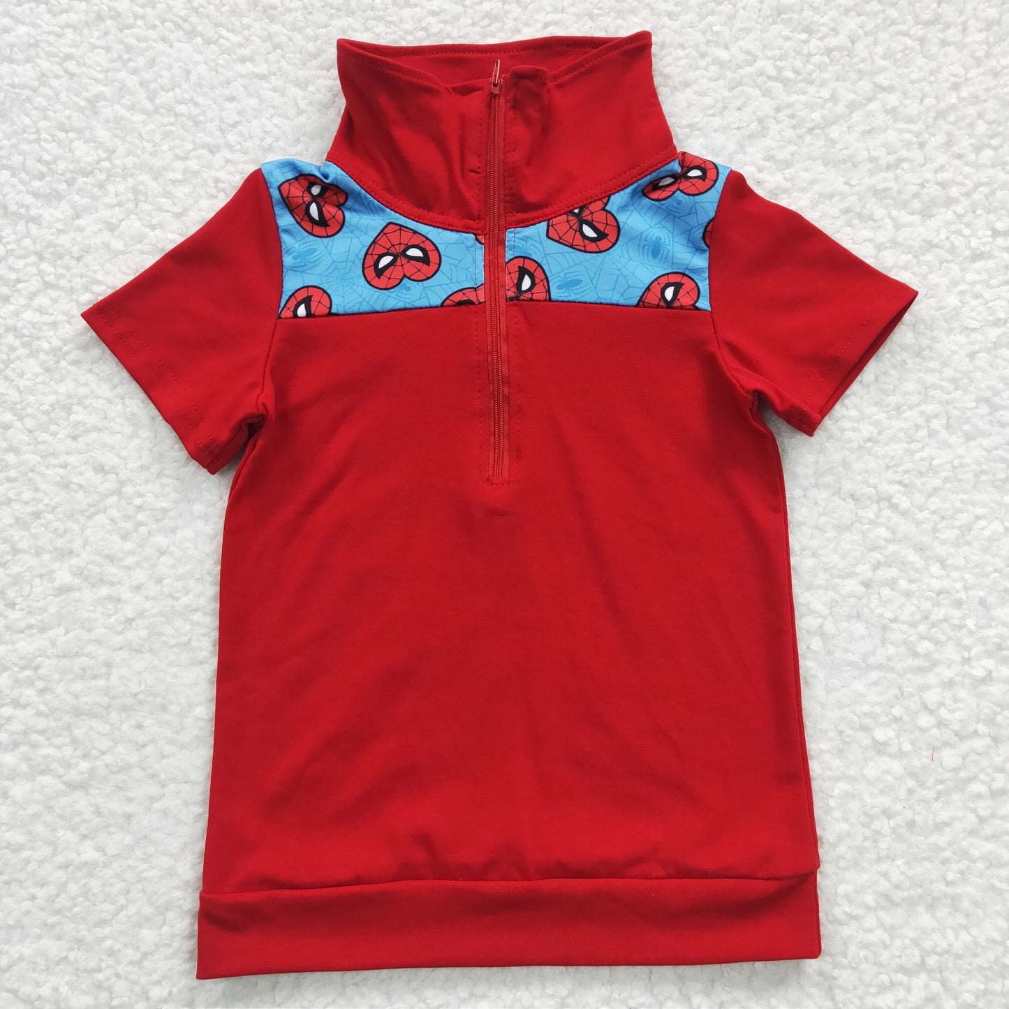 promotion BT0158 short sleeve western cartoon spider man zipper boy shirt 20230225 RTS