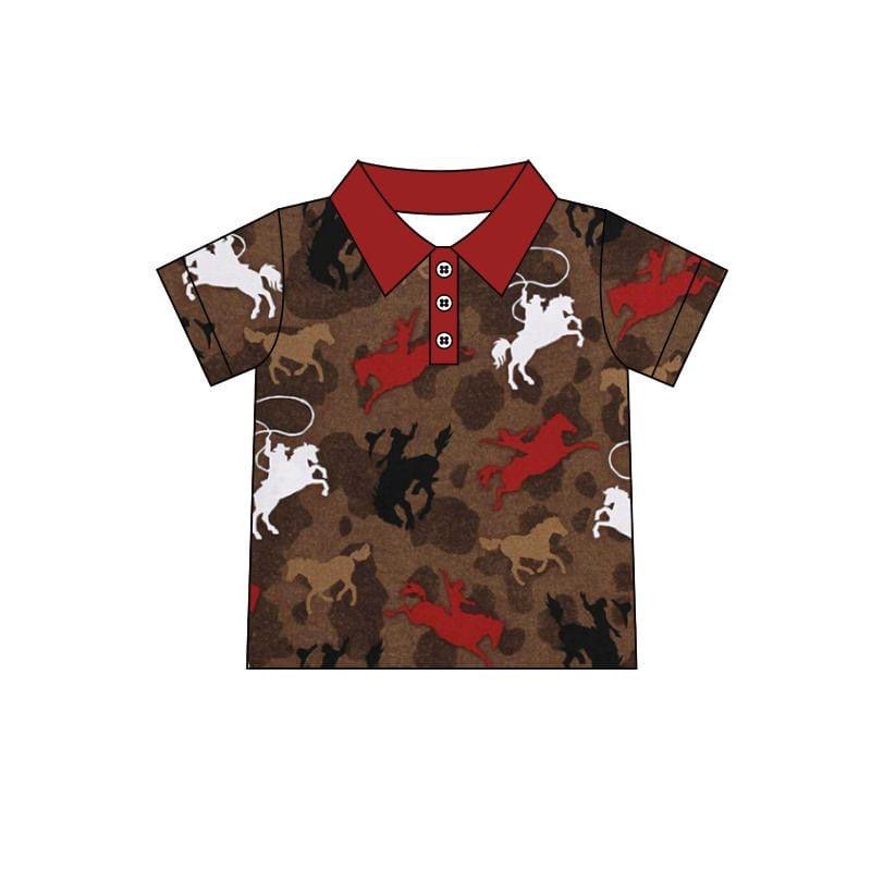 BT0162 short sleeve western horse boy shirt 20230306 RTS