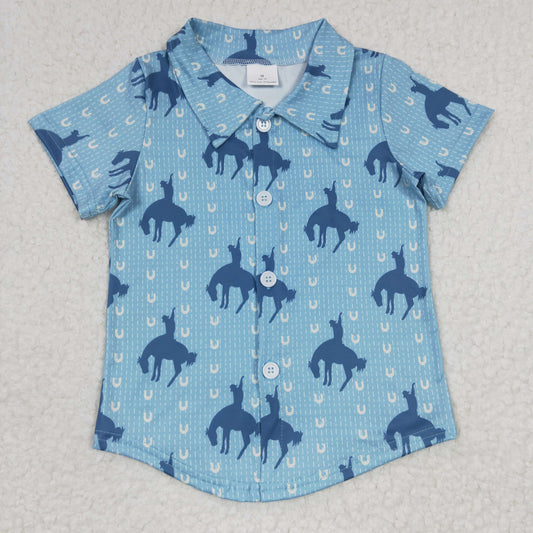 BT0164 short sleeve western horse boy shirt RTS 20230220