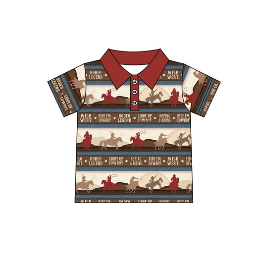BT0168 short sleeve western horse boy shirt preorder 1124