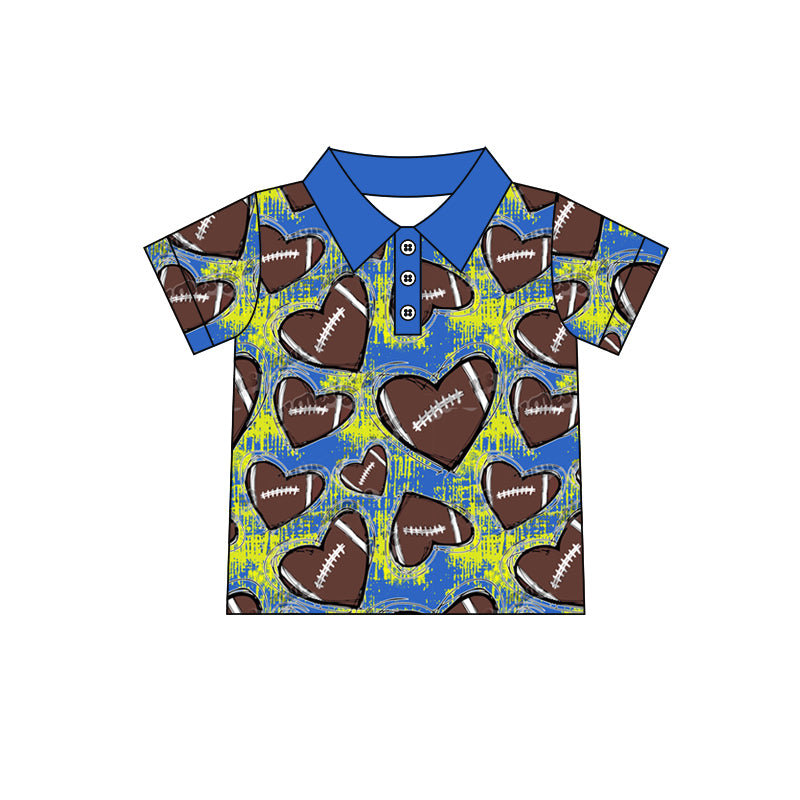 love football team short sleeve buttons boy  shirt top 1130 preorder