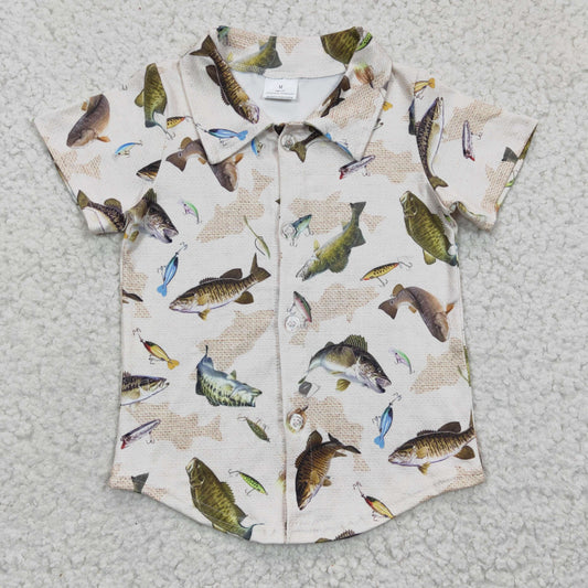 BT0179 fish sea boy short sleeve buttons shirt top RTS 20230417 RTS