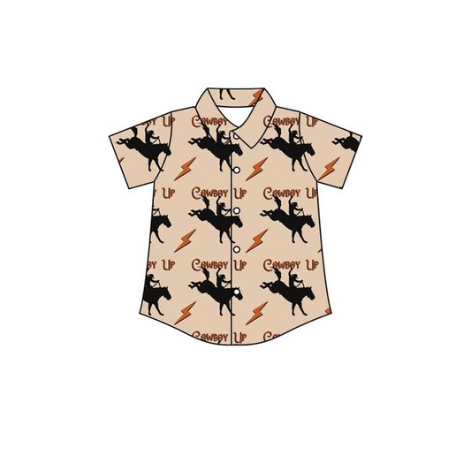 BT0196 short sleeve western horse race top button boy shirt preorder 20230109