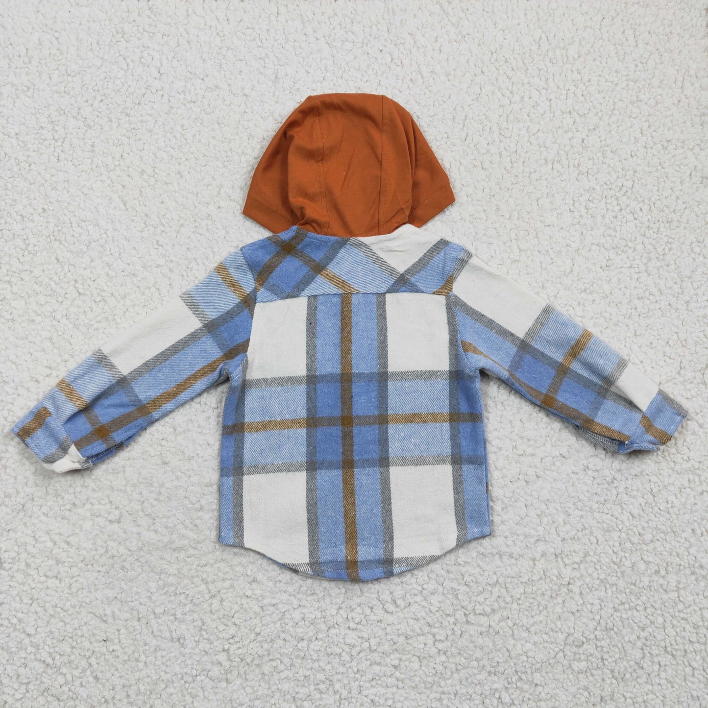 BT0208 blue plaid shirt long sleeve flannel Cotton pullover boy hoodie top RTS 20230111 RTS