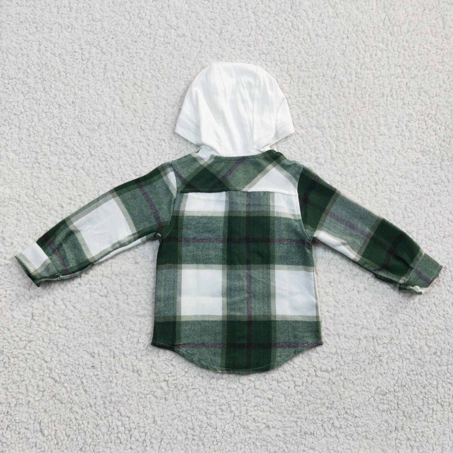 BT0209 green plaid shirt long sleeve Cotton top boy hoodie top RTS Shackets flannel 20230111