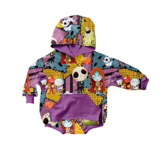 LR0285 halloween hoodies boy girl purple bubble romper preorder 20230422