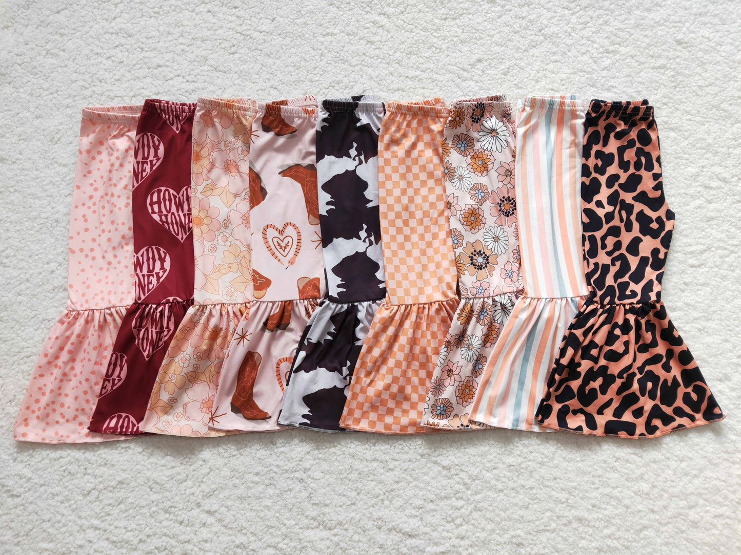 P0053 brown leopard girl long Bell bottom pants 20230102