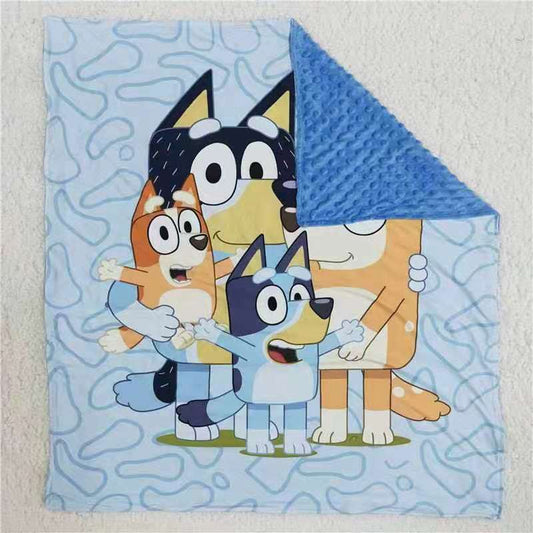 Cartoon dog blue blanket