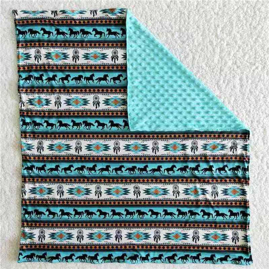 Blue horse stripe blanket