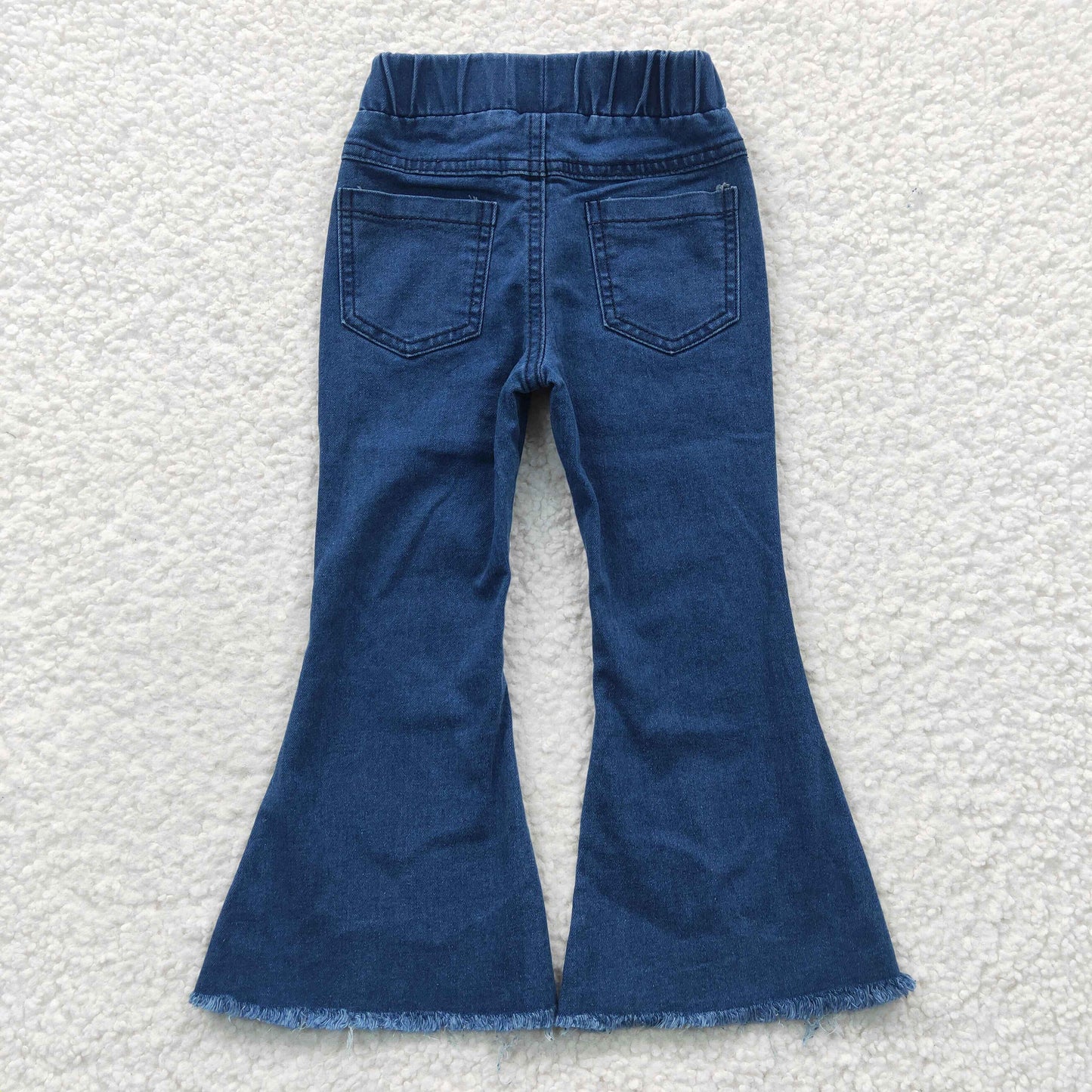 P0070 bell bottom elastic band bleaching girl denim  jeans 20230318 RTS