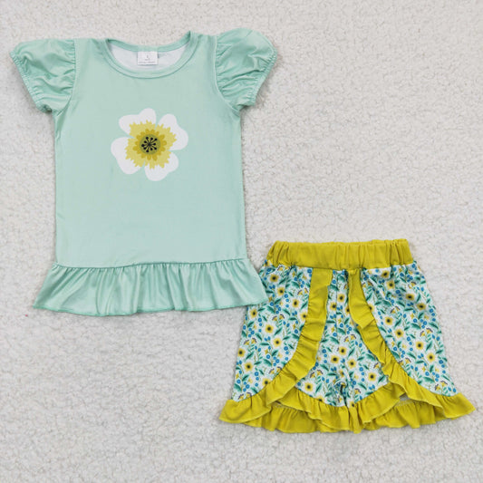 promotion C9-2 sunflower short sleeve shorts girl outfit 20230311 rts