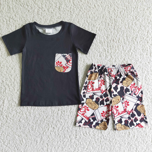 RTS black pocket chick fil shorts summer boy outfits 0614