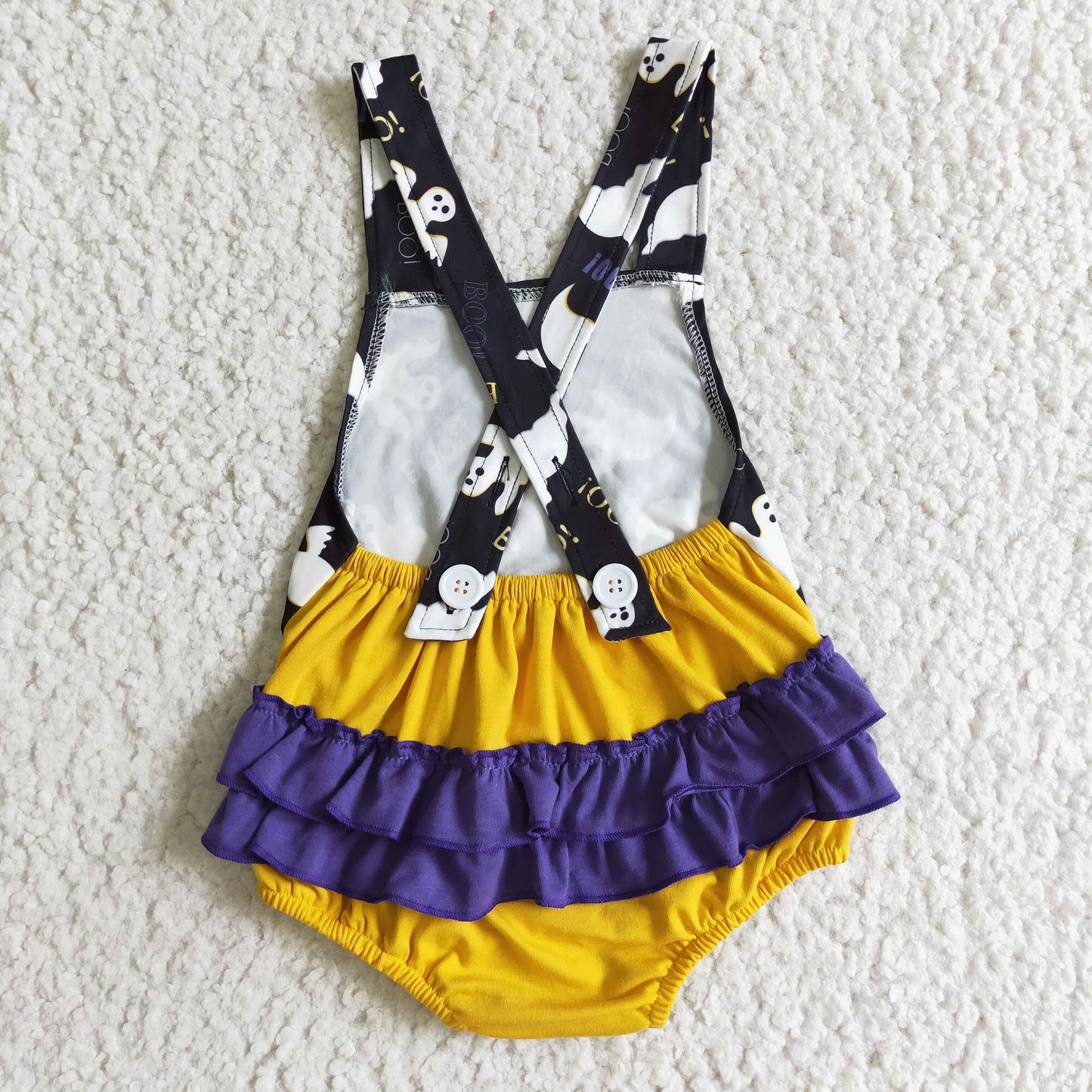 RTS black white head sleeveless halloween girl romper 0727