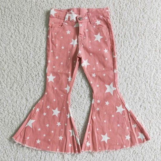 C14-11 baby girl stars pink denim jeans pants 20230527 RTS