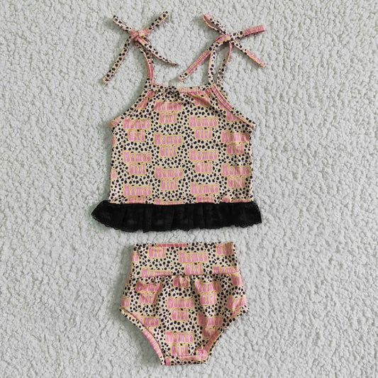 GBO0045 RTS mama's orangeleopard black lace girl swimsuit swimwear real pic 0531