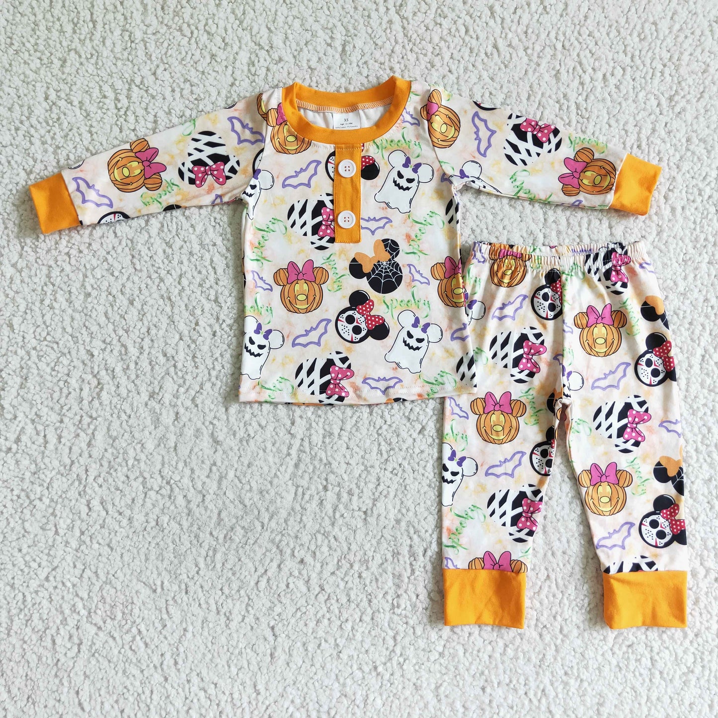 202410 Promotion  BLP0026  RTS 0729  white head orange pumpkin halloween long sleeve jogger pants boy pajamas outfit