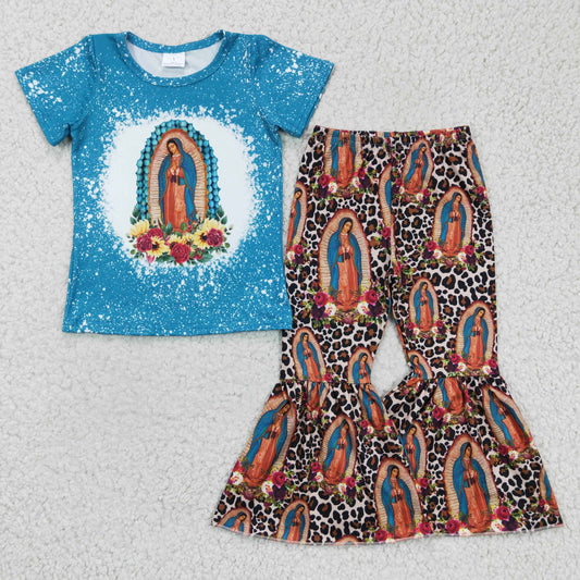 GSPO0272 RTS flower jesus bless short sleeve girl outfit 20230622 RTS