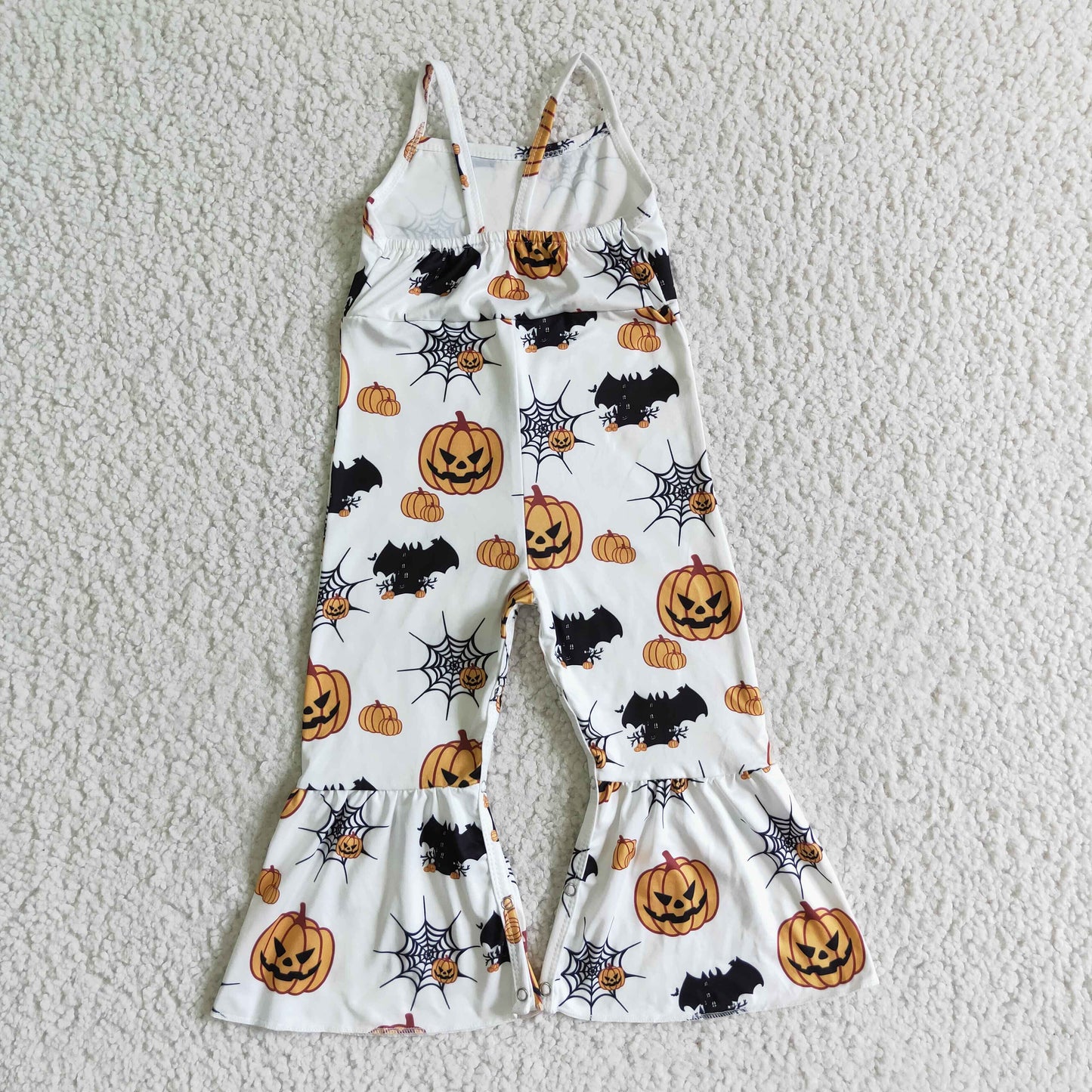 SR0067 orange pumpkin halloween sling overall bell bottom girl jumpsuit RTS