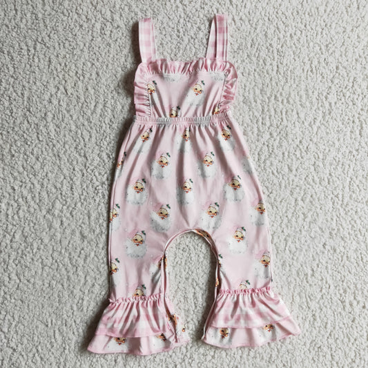 SR0101 Christmas Santa pink  short sleeve girl overall jumpsuit  20230723 RTS