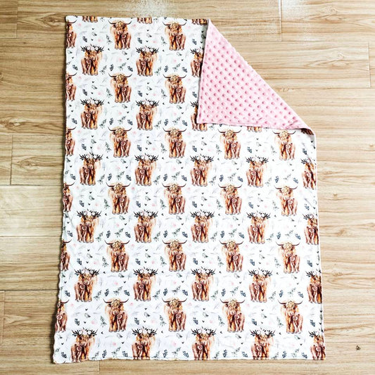 6 B6-34-29 RTS cartoon cow farm pink blanket Feb RTS Free shipping order $100+