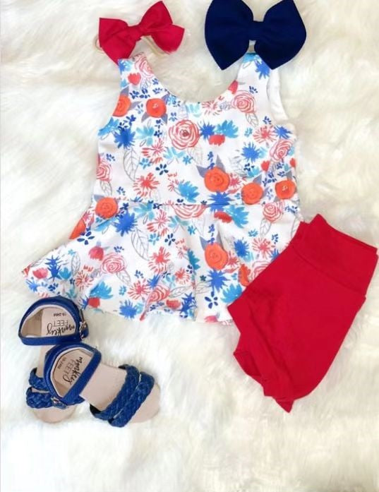 preorder spring flowers summer girl outfit short sleeve short pants outfits 0212