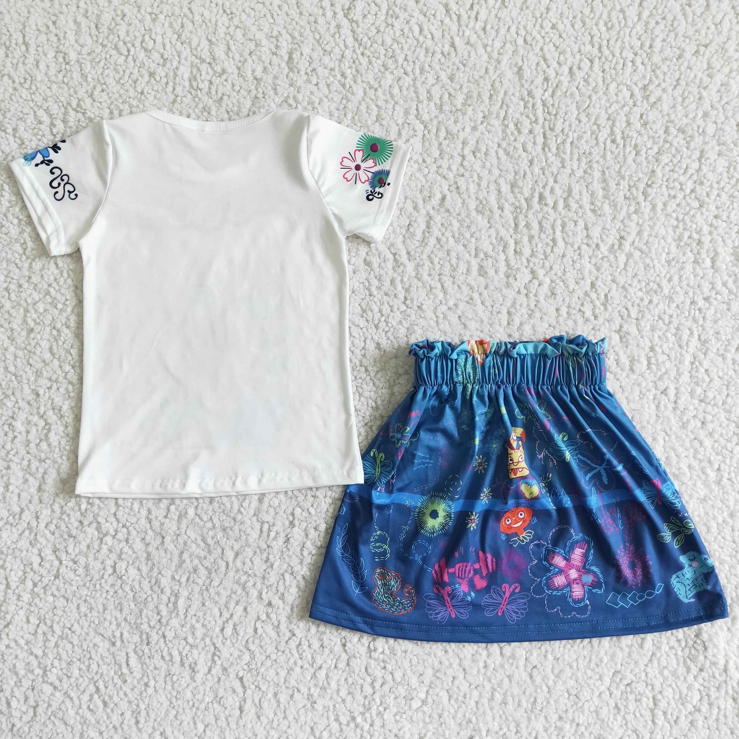 promotion price GSD0052 magicl girl white blue short sleeve skirt girl outfits 0411