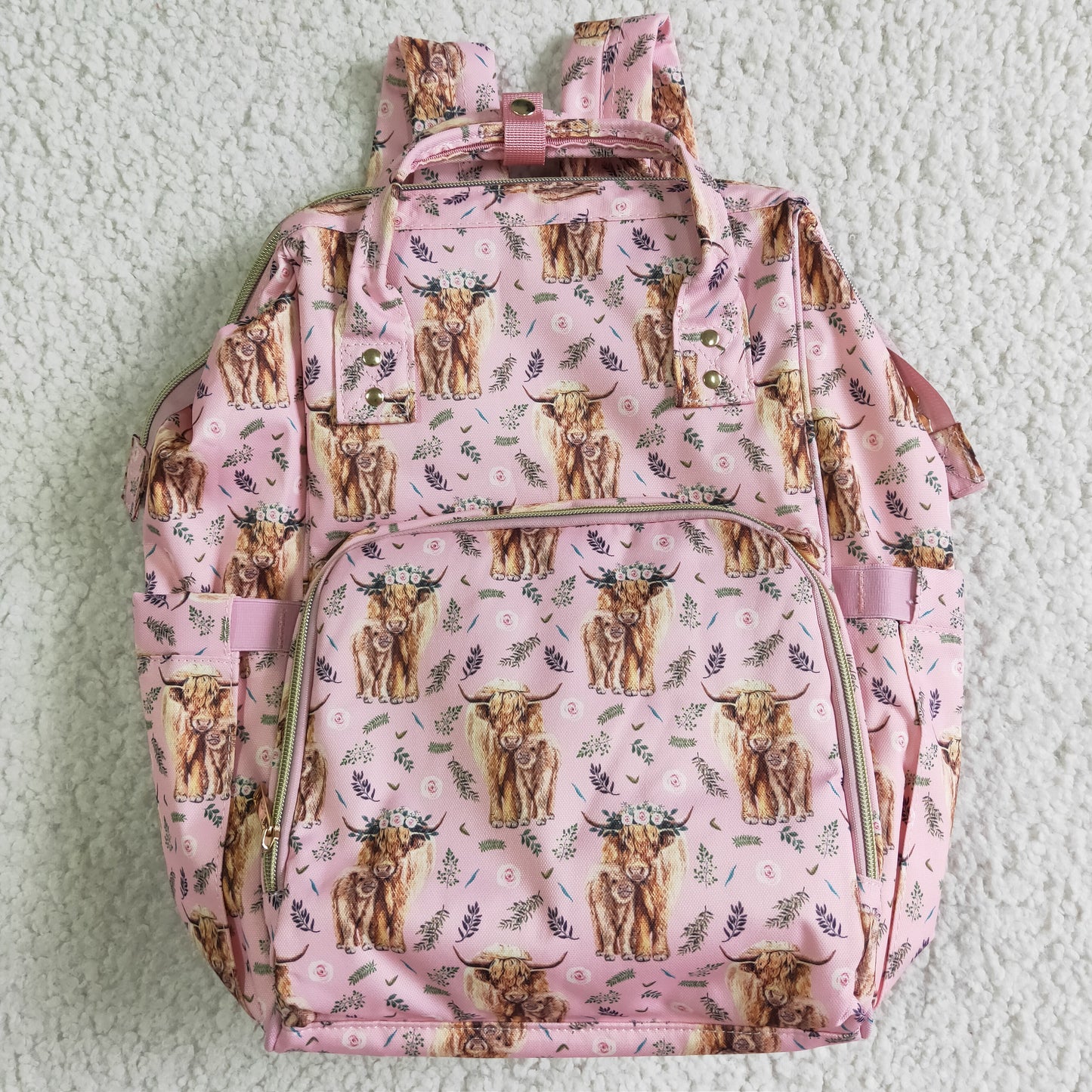 RTS pink cow floral backpack 0611