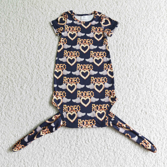 promotion RTS NB0006 baby born gown western calf roping team roping design heart rodeo short sleeve wing gown real pic 0523