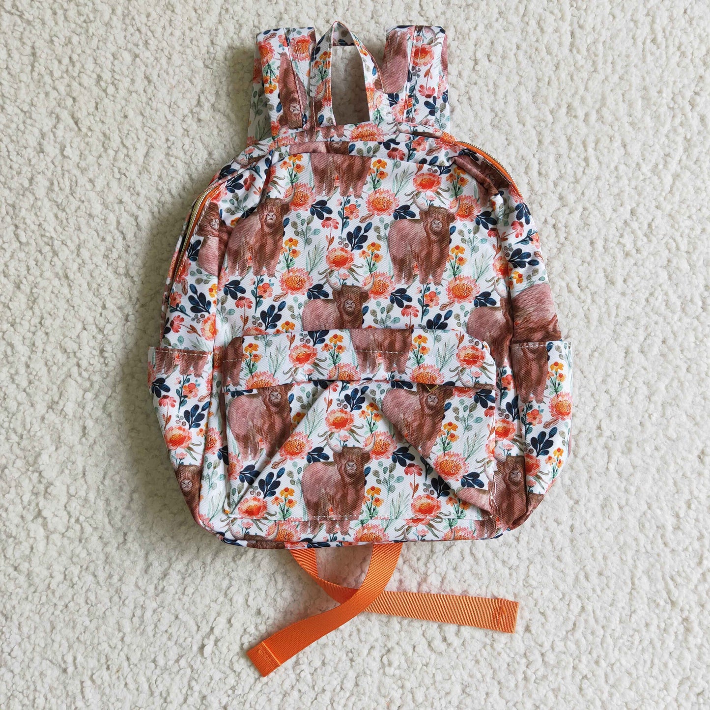 BA0027 RTS pink cow floral backpack 1102