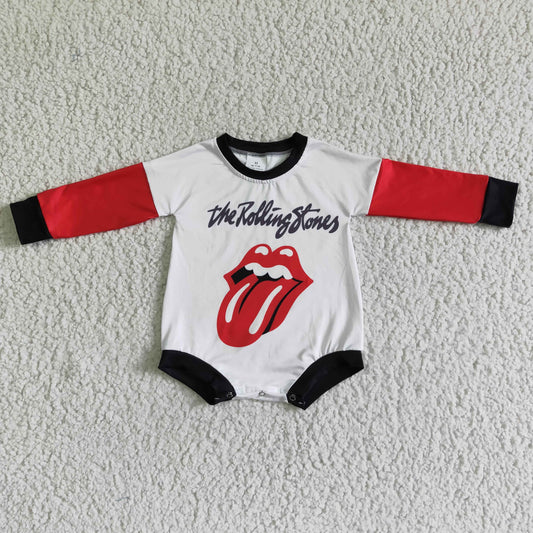 promotion LR0012 red tongue long sleeves white girl romper RTS 1208