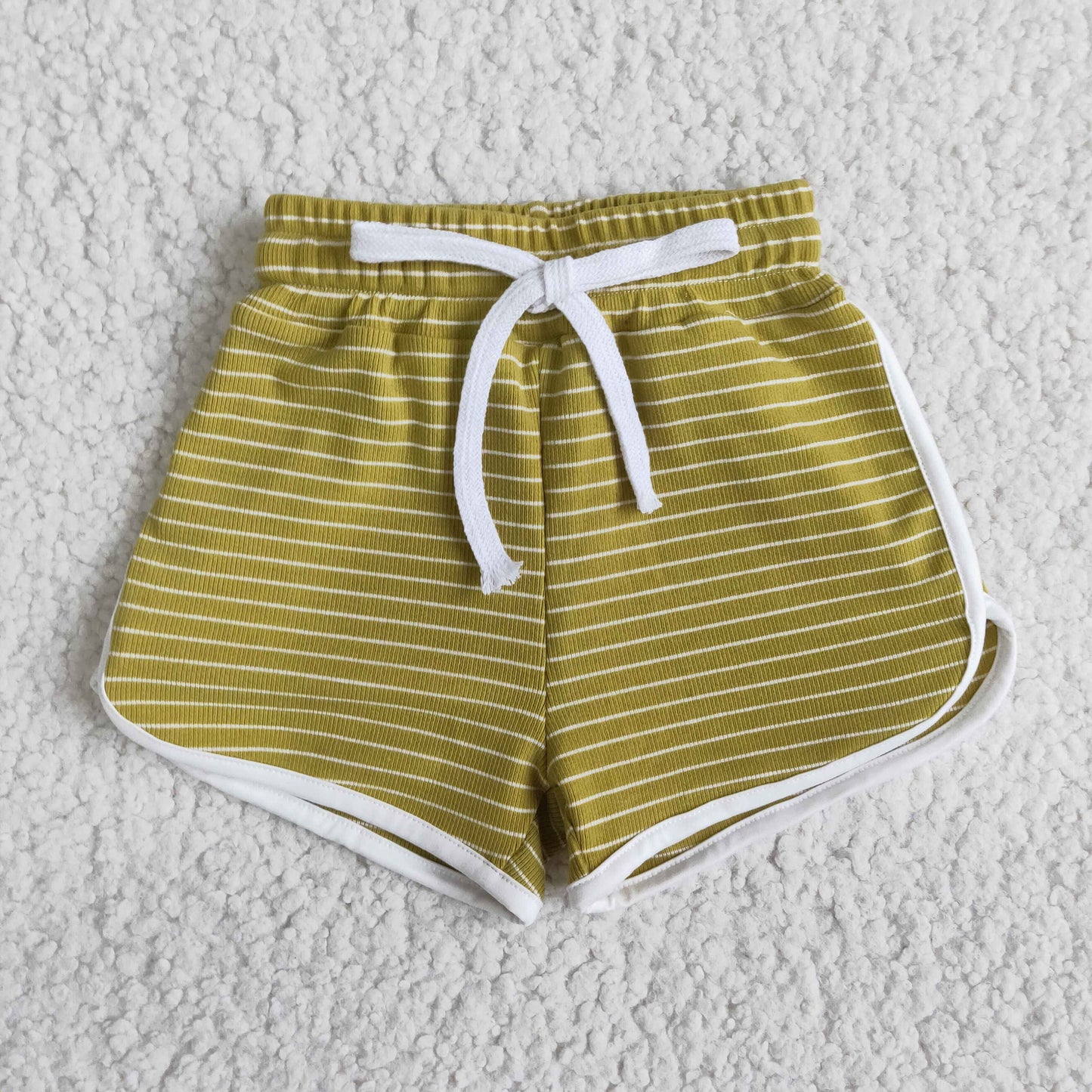 green stripe girls cotton sports shorts 0124