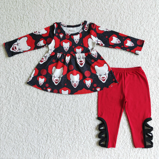 halloween cartoon long sleeve clown pants girl outfit 0818 RTS