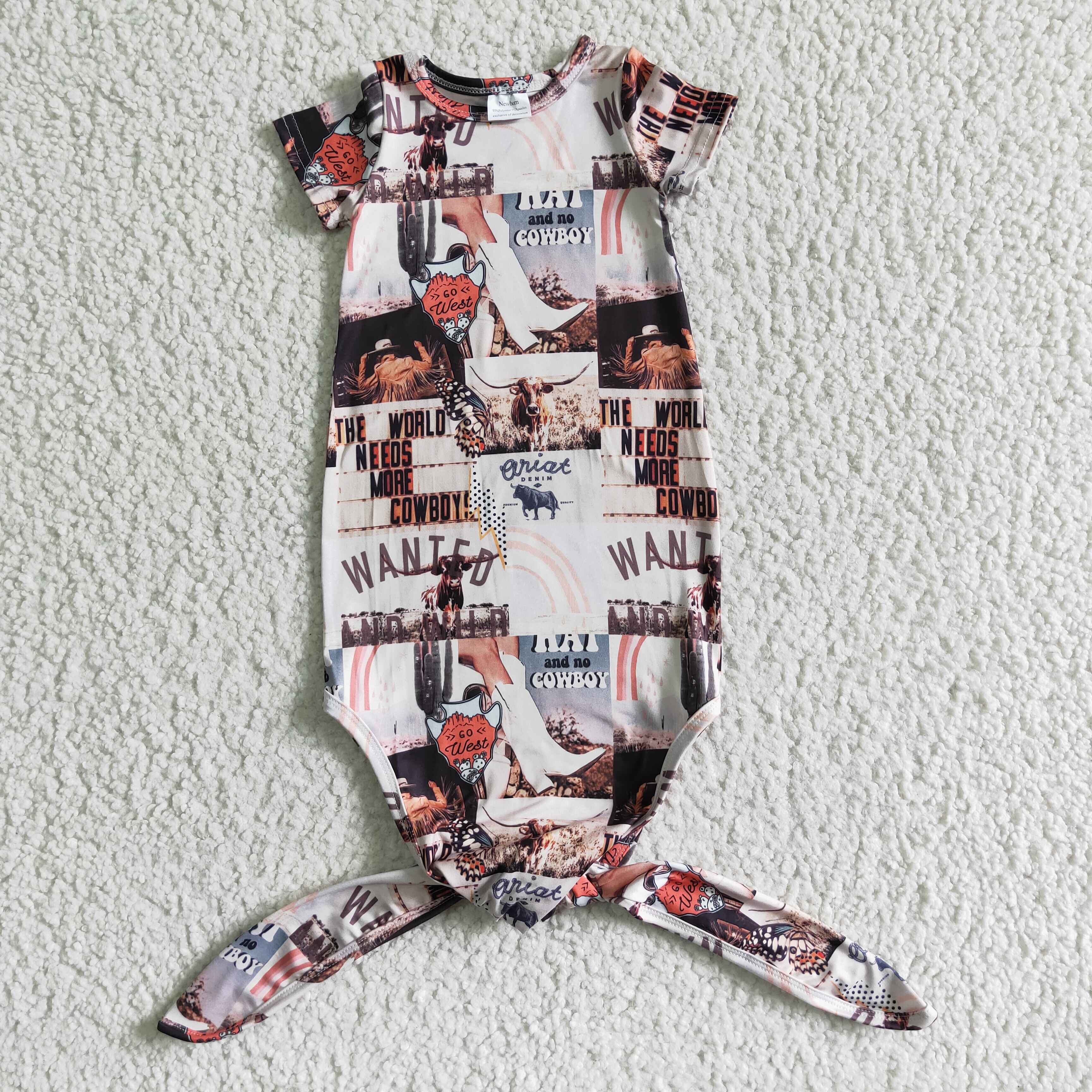 NB0009 RTS world need cowboys baby born gown western calf roping team ...