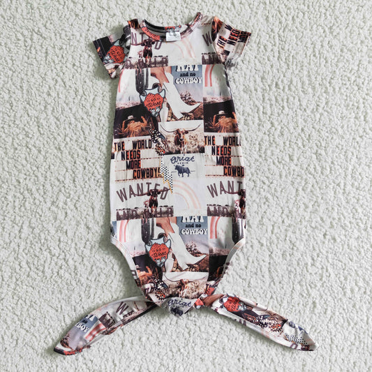NB0009 RTS world need cowboys baby born gown western calf roping team roping design heart rodeo short sleeve romper REAL PIC 0531