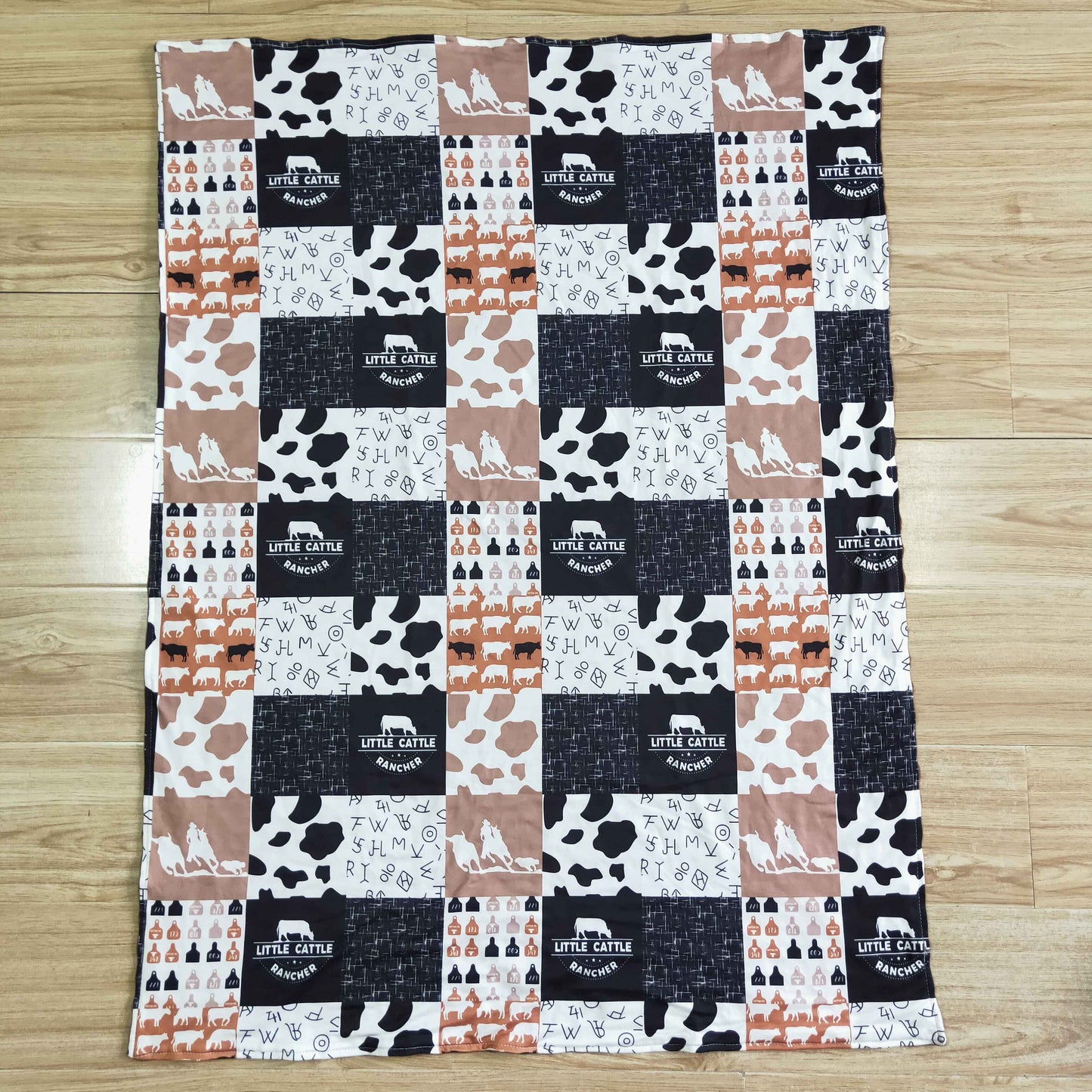 RTS black white Cow brown cartoon farm party kids blanket 0513