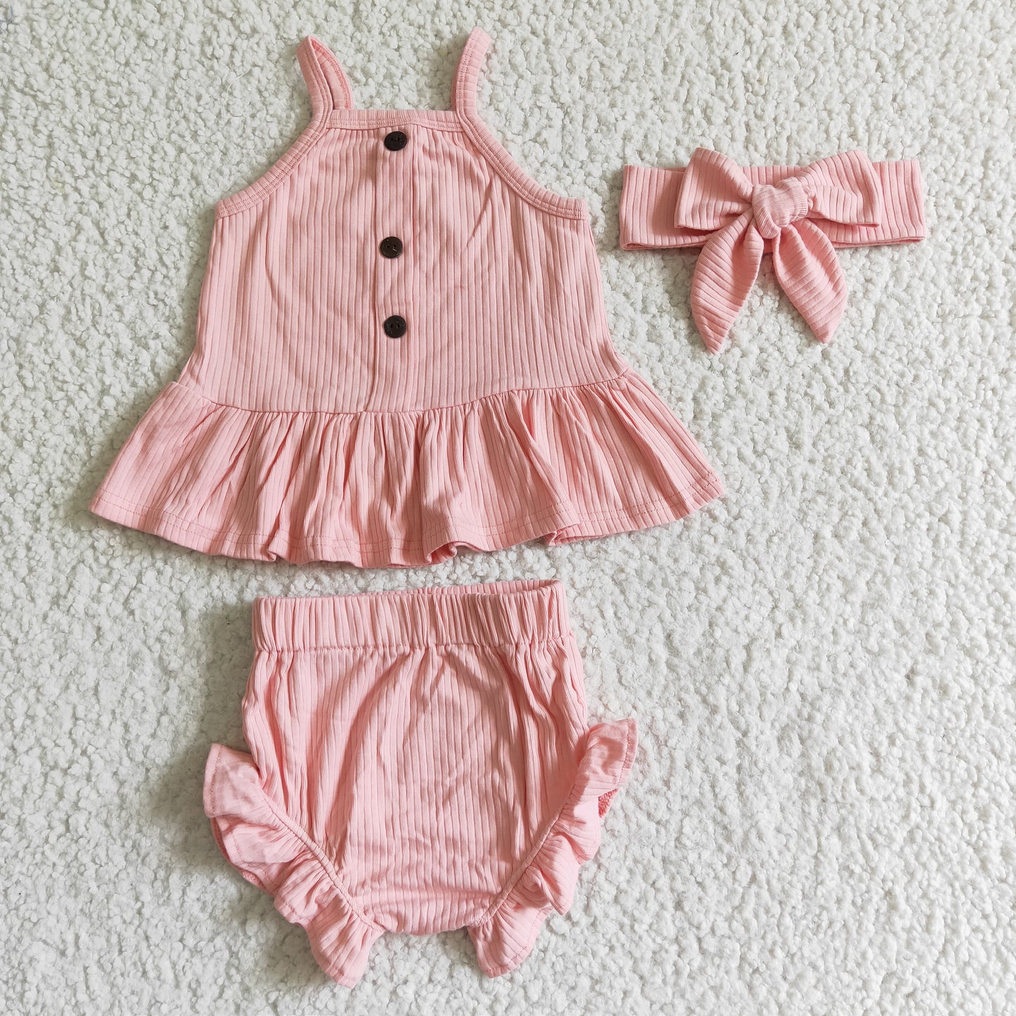 RTS (choose headband below ) cotton orange summer girl bummie set 3pcs girl outfit 0625