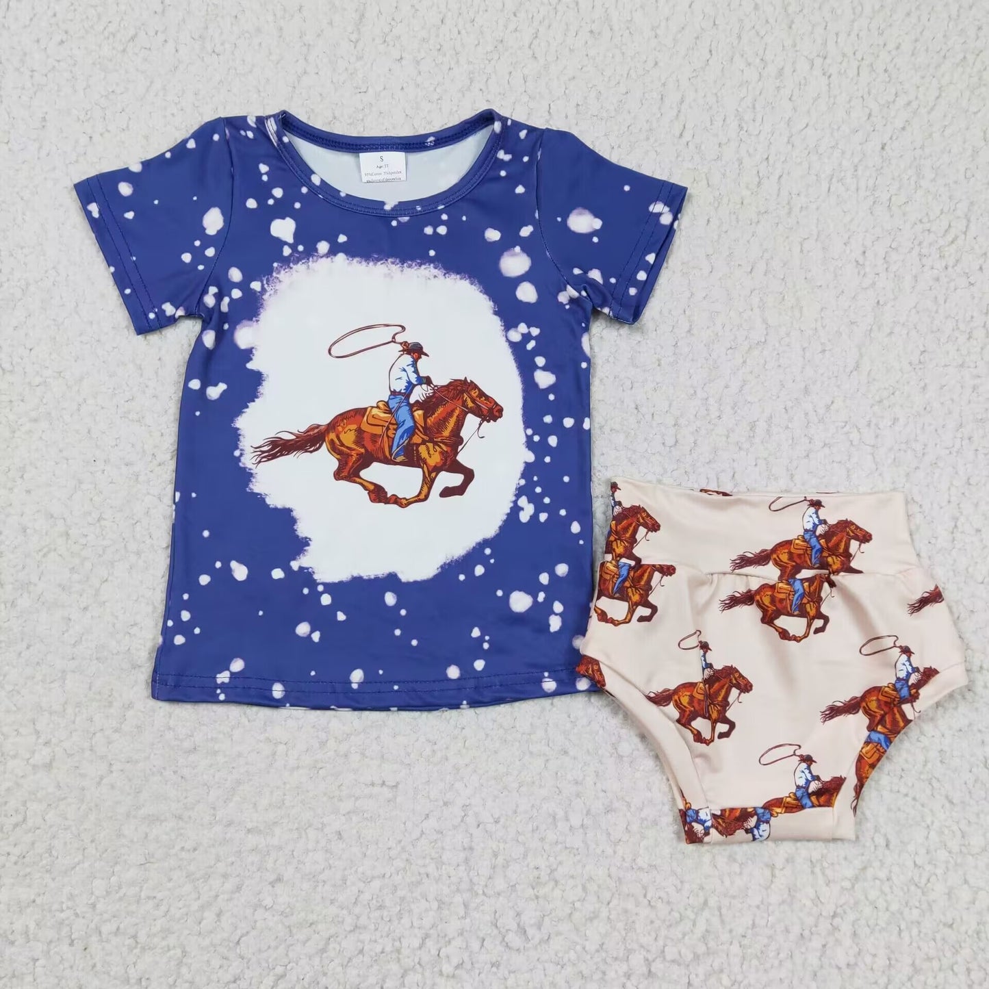 promotion RTS GBO0064 western short sleeve bummies girls boys outfit 1223 rts