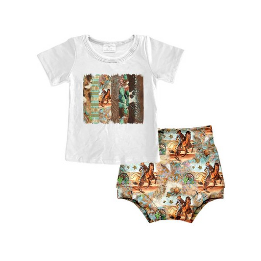 GBO0073 preorder white kind short sleeve western design bummies girl outfits 20230104