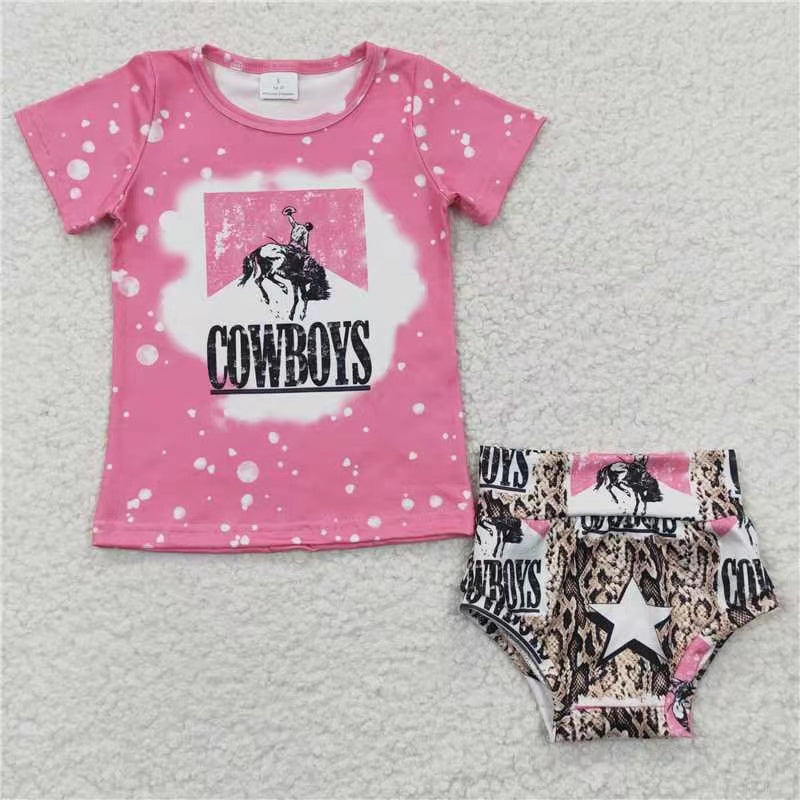 GBO0084 cowboys summer short sleeve girl bummies outfit 20230417 RTS