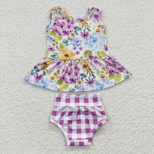 GBO0086 flower summer short sleeve girl bummies outfit 20230316 RTS