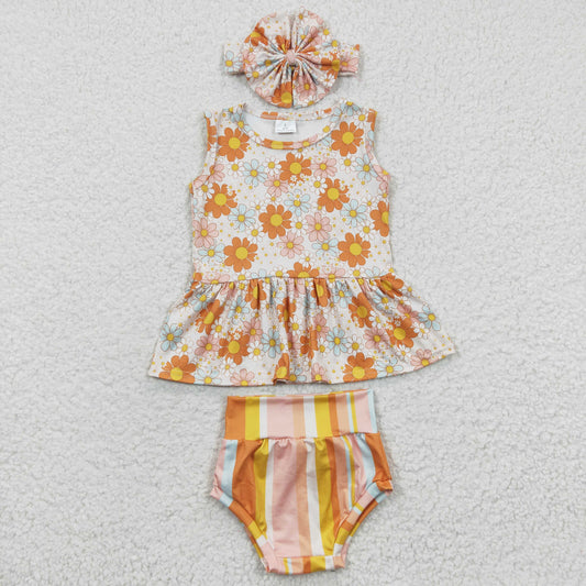 GBO0106 CHOOSE HEADBAND FIRST flower summer girl bummies outfit 20230329 RTS