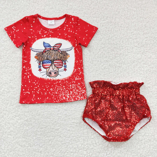 GBO0124 short sleeve leather red girl bloomer bummie outfit set RTS 20230302