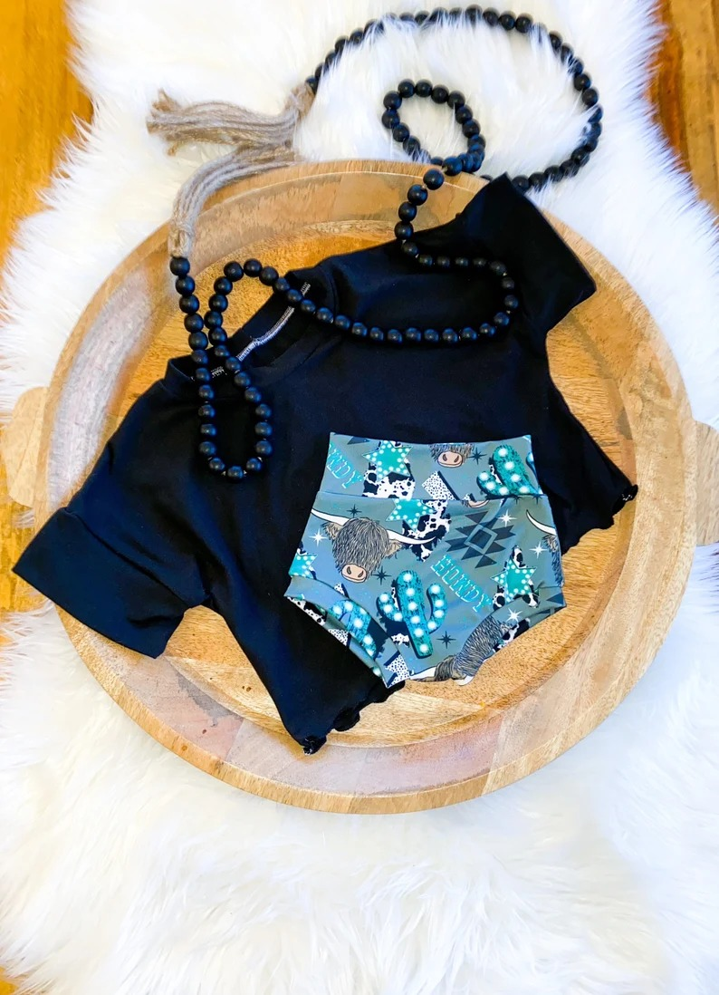 GBO0131 howdy cow blue summer girl bummie outfits preorder 20230318