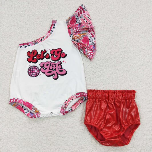 GBO0146 short sleeve leather red girl bloomer bummie set outfit RTS 20230324