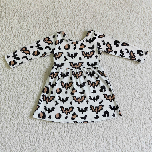 202408 RTS promotion GLD0051 halloween leopard BAT long sleeve girl dress 20230606 RTS