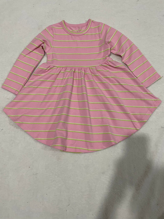 RTS 0711 Pink cotton girl fall dress long stripe sleeve girl outfit