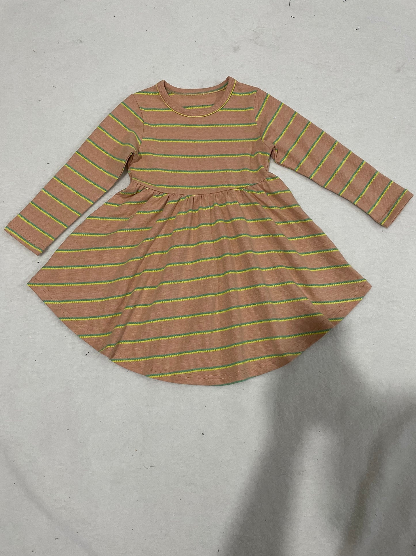 preorder 0711 brown cotton girl fall dress long stripe sleeve girl outfit