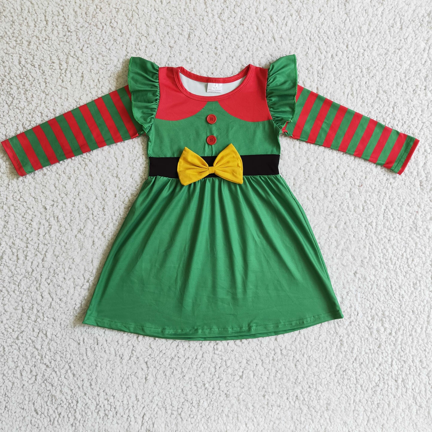 promotion price GLD0143 RTS long sleeve christmas green princess GIRL dress 1117